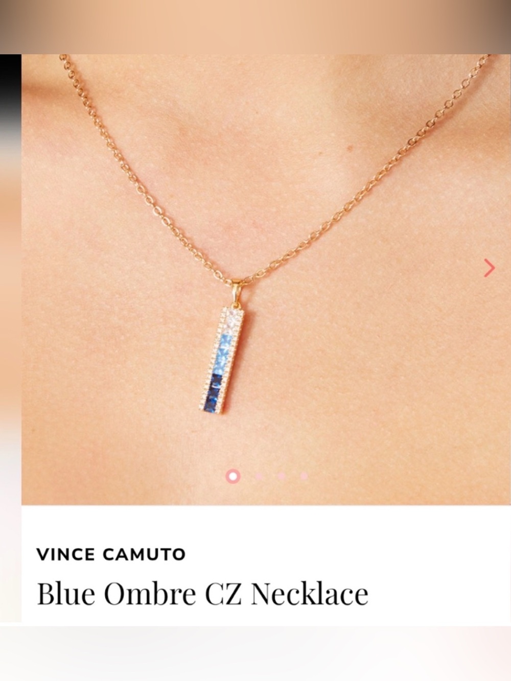 Vince Camuto Gold Bar Pendant Necklace with Blue & White Stones